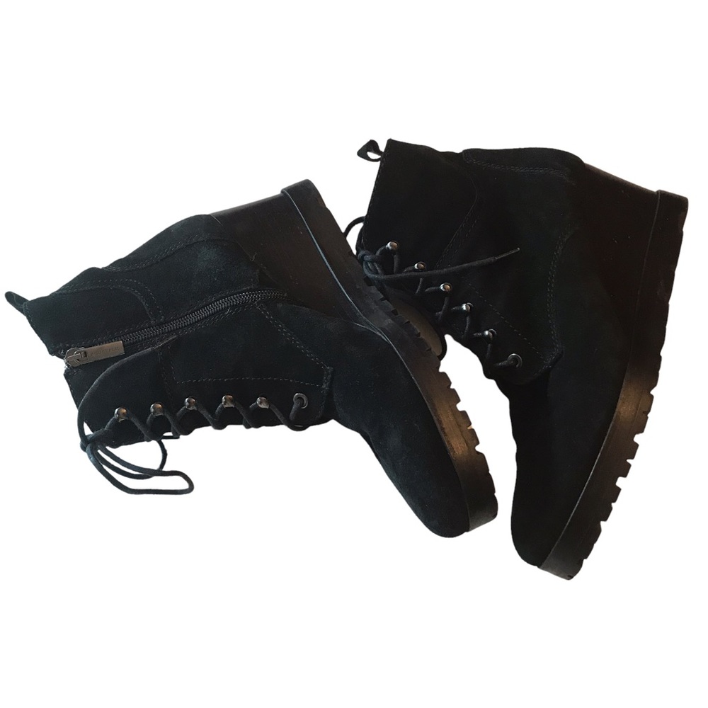 Aquatalia Suede Black Wedge Booties